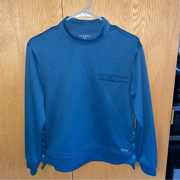 Jaanuu Women's Snap-Side Comfort Pullover in Caribbean Blue (Size: XS) - Picture 2 of 5